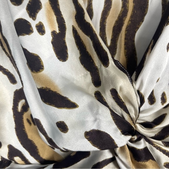 Vintage y2k silk Cache long sleeve leopard deep v-cut blouse size small - Picture 8 of 8